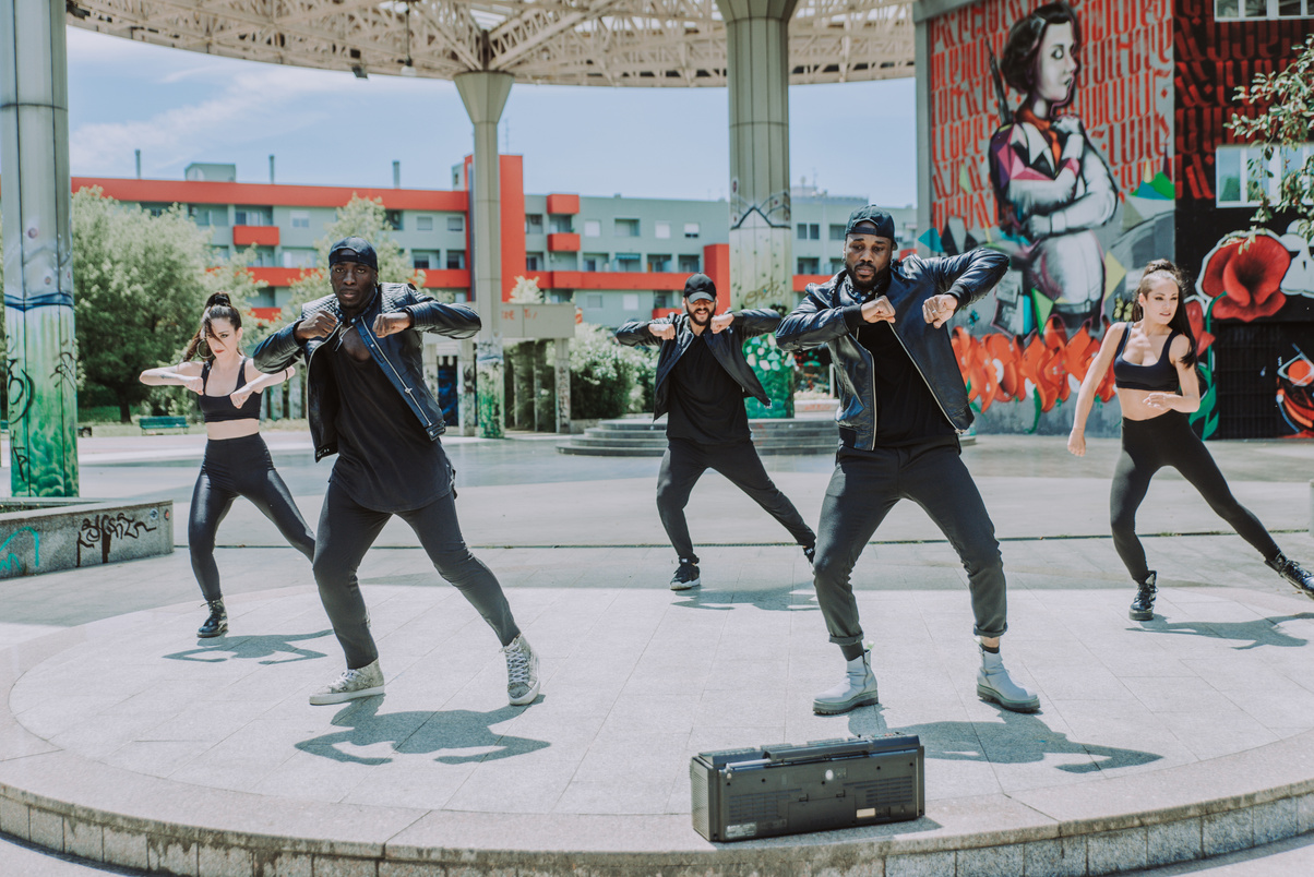 Hip Hop Crew Dancing Outdoors